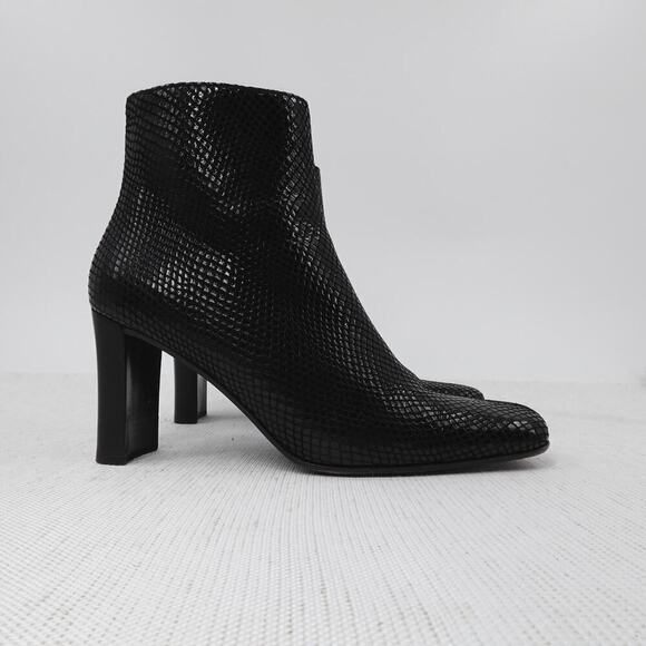 Paloma Leather Ankle Boots Womens 7.5 M Black Snakeskin Print Glossy Versatile - Picture 1 of 11